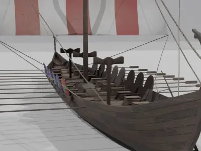 Viking long boat Low-poly 3D model