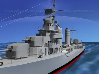 Gleaves Class Destroyer USS McCook DD496 3D model