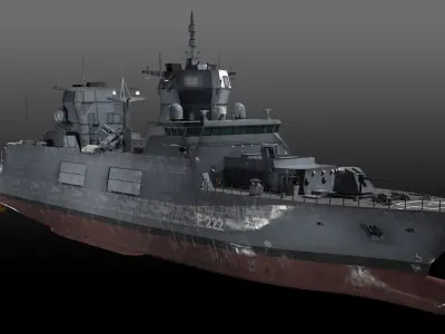 F125 Baden Wuerttemberg class frigate game ready Low-poly 3D model