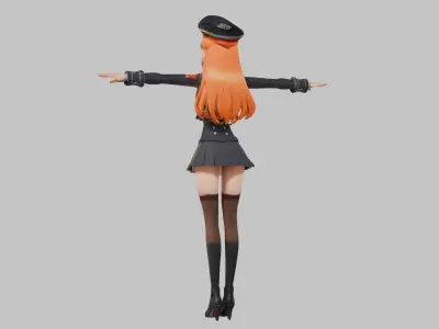 Lowpoly Stylized Anime Makima Character Game-Ready 3D Asset Low-poly 3D model