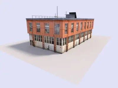 warehouse 1 old building with roof Low-poly 3D model