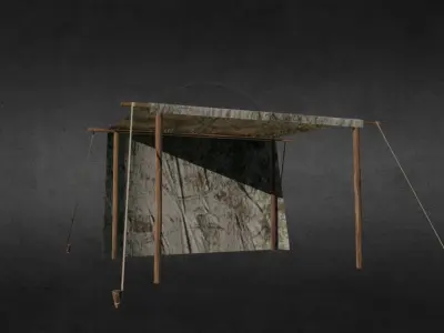 Medieval stall 4 Low-poly 3D model