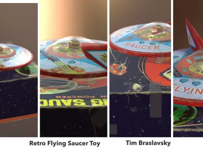 Retro UFO Toy Low-poly 3D model