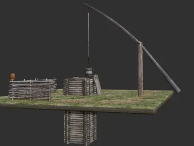 medieval water well Low-poly 3D model