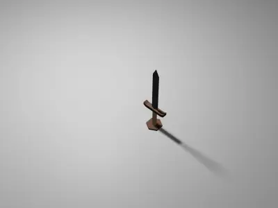 low poly sword on table Free low-poly 3D model
