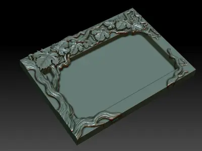 Decorative frame with grape leaves Free 3D model