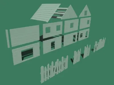 Old village kitbash 3D model