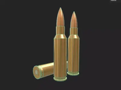 300 Ruger CM Ammo Low-poly 3D model