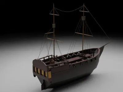 Galleon - Ship Low-poly Model Low-poly 3D model
