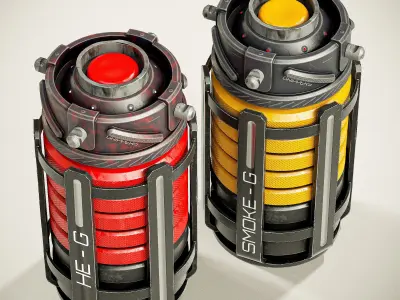 Sci-fi Grenades V8 Low-poly 3D model