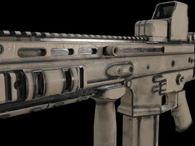 fn scar rifle Low-poly 3D model