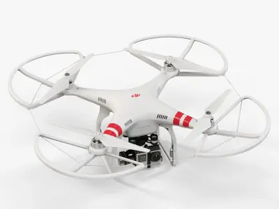 DJI Phantom 2 Quadcopter with Prop Guard and GoPro HERO4 Low-poly 3D model