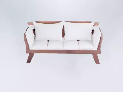 Low Poly Outdoor Bench - Classic Wooden Garden Seat 3D model