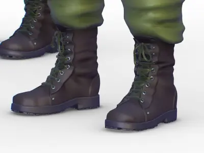 High Poly Subdivision Man Old USSR Soldier Low-poly 3D model