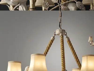 Chandelier Norman Bird Forest Patina 6 3D model