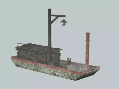 Medieval Old Fishing Boat Low Poly 3D Model Low-poly 3D model
