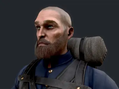 Soldier 3 A pose Low poly character redy for game  Low-poly 3D model