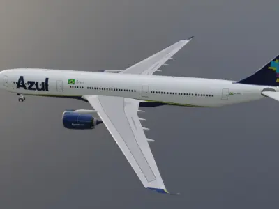Azul airlines airbus a330-900neo model with cockpit Low-poly 3D model
