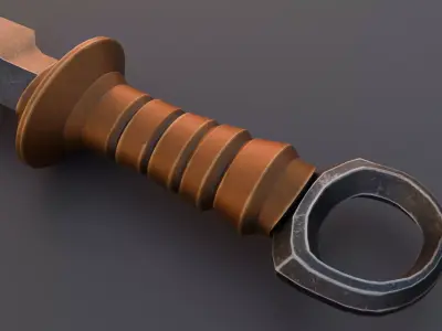 Broken fang fantasy dagger-game ready low-poly RPG weapon Low-poly 3D model