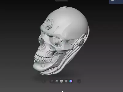 Advanced Cyborg Skull Glowing Eyes Sci Fi Sculpture STL V1 3D print model