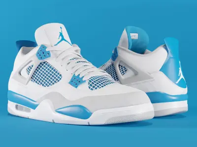 Jordan 4 Military Blue Low-poly 3D model