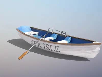 Boat With Oars Low-poly 3D model