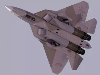Sukhoi T-57 PAK-FA stealth fighter jet Low-poly 3D model
