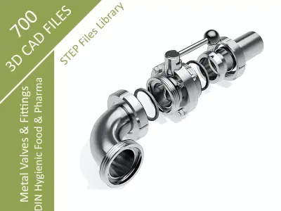 DIN FOOD AND PHARMA - VALVES AND FITTINGS - STEP 3D model
