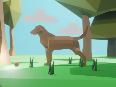 Dog in a Park Low-poly 3D model