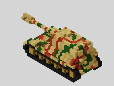 Jagdpanzer Elefant Tank Voxel Low-poly 3D model