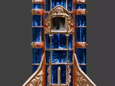Stylized Sapphire and Rose Gold Rocket 3D Model Low-poly 3D model