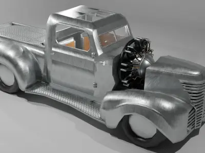 Airplane Engine Truck Low-poly 3D model