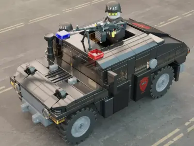 Lego swat truck with squad 3D model