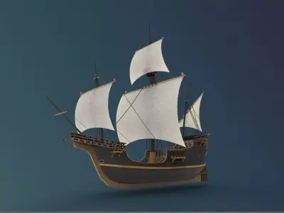 historical sailing ship Santa Maria 3D model