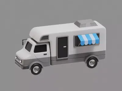 Caravan Cartoon Low-poly 3D model