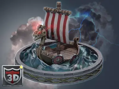 Blender 3 Stylized Viking Boat 3D Model 3D model