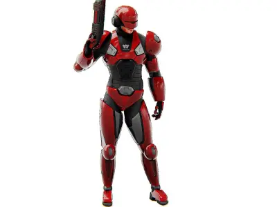 CYBER SOLDIER R-600 Rigged for Unreal Engine - Unity - MIXAMO  3D model