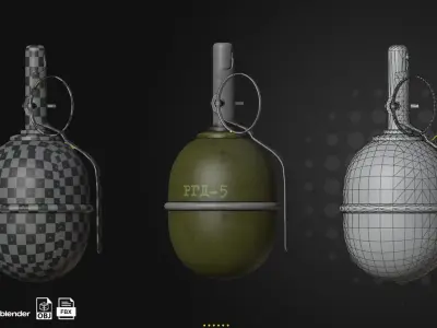 22 Grenade Game Ready Low-poly 3D model