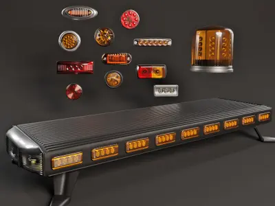 Markers and Emergency Lights Collection 3D model