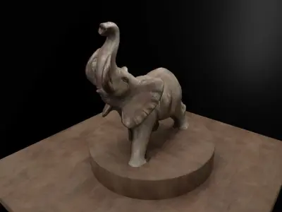 3D Scanned Porcelain Elephant 3D model