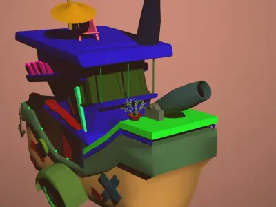 Cartoon Small Pirate Boat Free low-poly 3D model