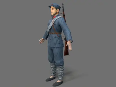 China soldier Low-poly 3D model