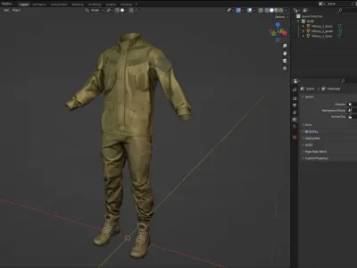 Male Military Outfit 2 Low-poly 3D model