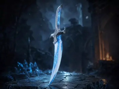 Fantasy Magic Ice Dagger - Low Poly Low-poly 3D model