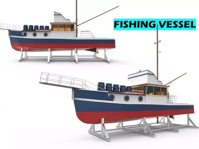 docking fishing ship 4 3D model