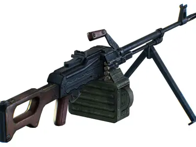 USSR PKP machine gun Pecheneg 54mm Low-poly 3D model