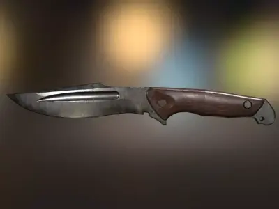 Low Poly model of Knife with wooden handle PBR Low-poly 3D model Low-poly 3D model