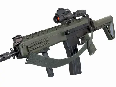 Vertical Foregrip and Rifle Sling Low-poly 3D model