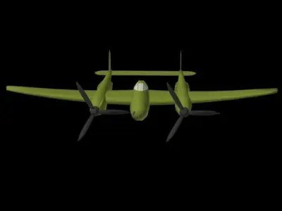 Lockheed P-38 Lightening Low-poly 3D model