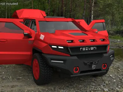 Red SUV Rezvani Vengeance Simplified 3D model